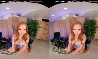 Voluptuous redhead embraces her natural assets exploring masturbation in immersive VR