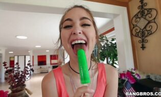 Riley Reid sensually savoring an icy treat